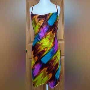 Urban Outfitters Colorful Abstract Patterned Velour Mini Dress